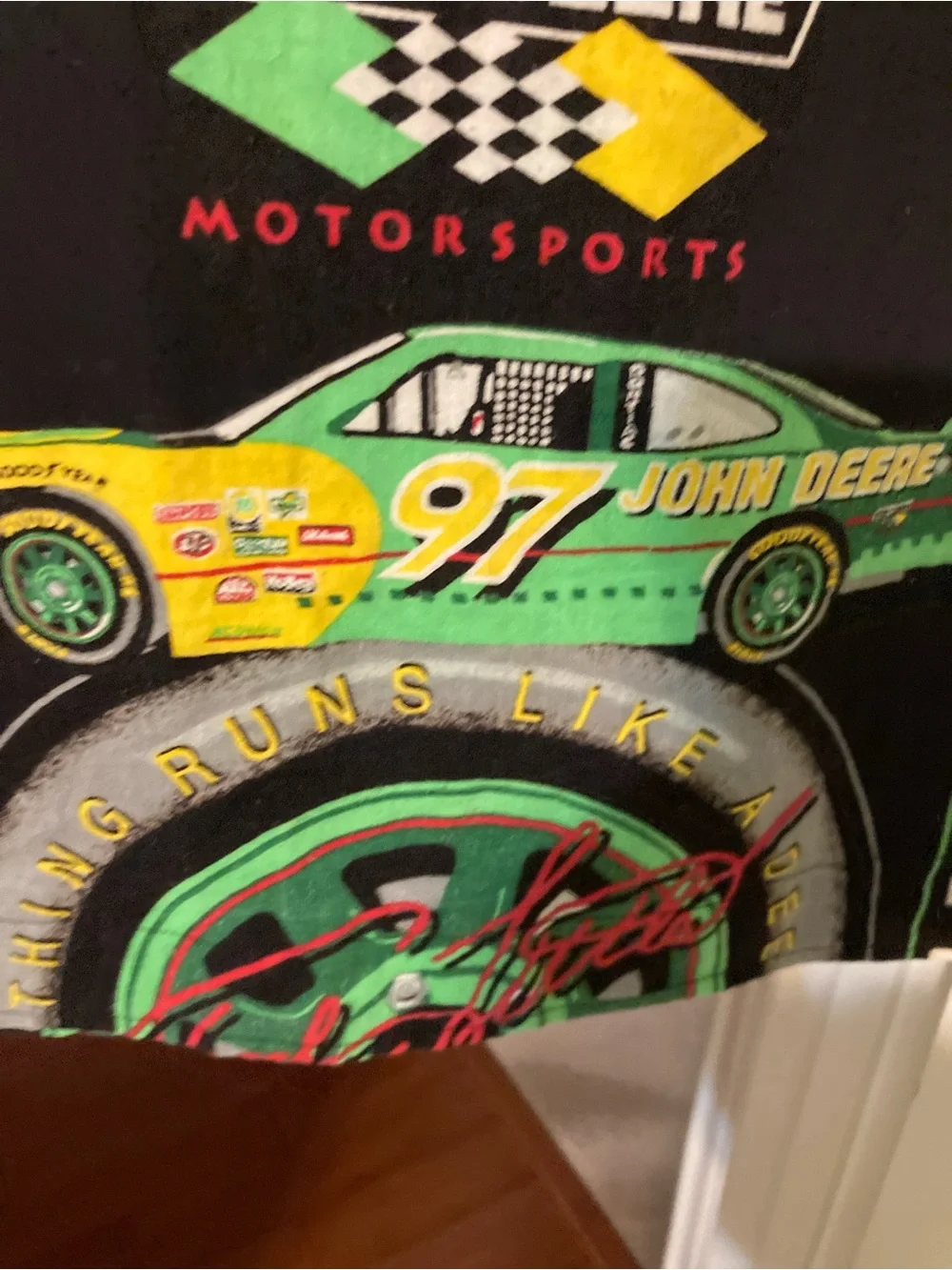 John Deere Black Green Yellow Racing Pillow Panel Vintage Pillowcase